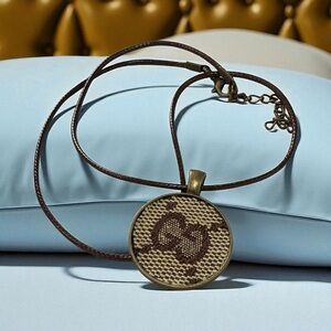 Upcycled Gucci Brown and Tan Necklace made from authentic material